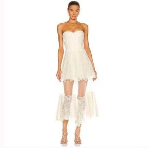 Jonathan Simkhai Harlow Lace Bustier Midi Dress Cream Size 4 Cocktail Bridal